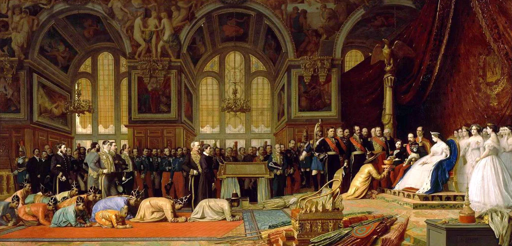 Ricevimento degli ambasciatori siamesi da parte dell'imperatore Napoleone III al Palazzo di Fontainebleau